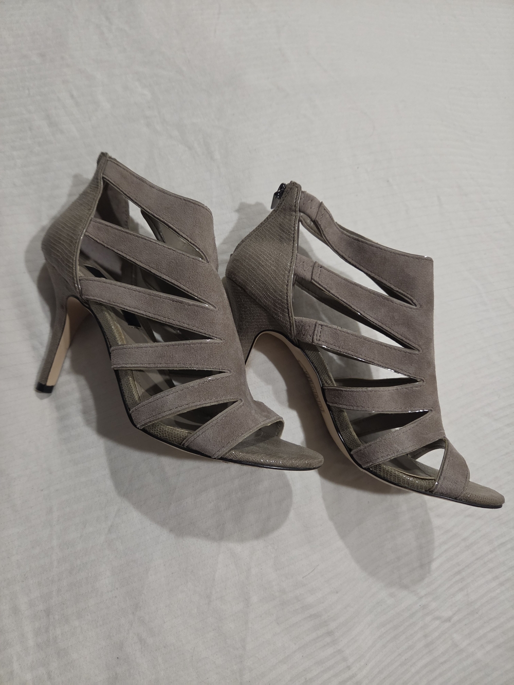 White House Black Market Taupe Cutout Peep-Toe Stilettos Heels 6.5 M